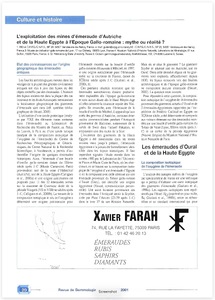 L’Exploitation des Mines d’Emeraude d’Autriche et de la Haute Egypte à l’Epoque Gallo-Romaine; Mythe ou Réalité?